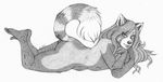  2016 5_fingers anthro arm_support bedroom_eyes belly biped breast_rest breast_squish breasts butt eye_through_hair eyebrows_visible_through_hair eyelashes female fluffy fluffy_tail fur graphite_(artwork) greyscale hair half-closed_eyes head_tilt humanoid_hands inner_ear_fluff iris_(moodyglider) leaning_on_elbow legs_up long_hair looking_at_viewer lying mammal monochrome moodyglider on_front pencil_(artwork) pinup pose raised_tail red_panda seductive shoulder_tuft signature simple_background slightly_chubby small_waist smile solo striped_fur striped_tail stripes traditional_media_(artwork) translucent_hair tuft voluptuous white_background 