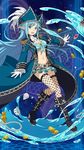  alternate_outfit asuna_(sao-alo) blue_eyes blue_hair boots breasts cleavage long_hair medium_breasts pirate_costume pointy_ears thighhighs 