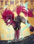 absurd_res armor blue_eyes blvckmagic broken_horn clenched_teeth clothing electricity electricity_manipulation elemental_manipulation equid equine eye_scar facial_scar fangs footwear friendship_is_magic fur hair hasbro hi_res horn magic mammal my_little_pony my_little_pony:_the_movie_(2017) purple_body purple_fur purple_hair scar shoes teeth tempest_shadow_(mlp) unicorn