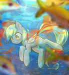  2017 blonde_hair derpy_hooves_(mlp) equine feathered_wings feathers female feral fish friendship_is_magic hair mammal marine mirroredsea my_little_pony pegasus solo underwater water wings 