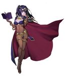  bangs black_hair bodysuit breasts bridal_gauntlets cape cleavage fire_emblem fire_emblem:_kakusei highres jewelry long_hair looking_at_viewer medium_breasts purple_eyes solo tharja tiara two_side_up wtcolor 