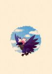  animal_focus artist_name beak bird blue_sky cloud colored_skin commentary_request corviknight flying highres no_humans open_mouth pink_skin pokemon pokemon_(creature) simple_background sky talons tinkaton twitter_username white_background wings zozozoshion 