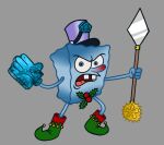blue_body blurayluray boots buckteeth christmas clothing convenient_censorship footwear gloves handwear hat headgear headwear holidays holly_(plant) male melee_weapon nickelodeon plant polearm power_up red_nose solo spear spongebob_squarepants spongebob_squarepants_(character) teeth weapon youtube youtube_poop