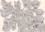  animal_ears animal_nose badger_ears badger_girl bat_ears bat_girl blaze_the_cat breasts character_request cleavage closed_mouth cream_the_rabbit expressions furry furry_female greyscale highres looking_at_viewer looking_to_the_side monochrome multiple_girls multiple_views open_mouth rabbit_girl rouge_the_bat short_hair sketch smile smug sonic_(series) sticks_the_badger upper_body very_long_ears yuta_agc 