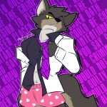 1:1 anthro brown_body brown_fur canid canine canis clothing digital_media_(artwork) dreamworks english_text fizzyjay fur hi_res looking_at_viewer male mammal mr._wolf_(the_bad_guys) simple_background solo text the_bad_guys underwear undressing wolf
