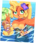 accessory activision anthro bandicoot bikini blep blonde_hair blue_eyes breasts brown_eyes buckteeth butt chip_&#039;n_dale_rescue_rangers clothed clothing coco_bandicoot crash_bandicoot_(series) crossover disney female flower flower_in_hair fur gadget_hackwrench genitals gesture green_eyes group hair hair_accessory hi_res inflatable inner_tube kempferzero long_hair looking_at_viewer mammal marsupial mouse murid murine navel nickelodeon nipples one-piece_swimsuit open_mouth open_smile partially_submerged plant pussy rodent rubber_duck sandy_cheeks sciurid selfie size_difference smile spongebob_squarepants swimming swimwear teeth third-party_edit tongue tongue_out tree_squirrel v_sign water wet wet_body wet_fur