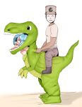  absurdres blue_eyes blue_hair costume dinosaur_costume highres non-web_source short_hair 