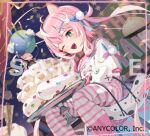 ;d animal_ears birthday_cake cake cat_ears cat_girl fangs food frilled_sailor_collar frills green_eyes hair_ornament iltusa lowres nijisanji nijisanji_kr official_alternate_costume official_art one_eye_closed open_mouth pink_hair pink_sailor_collar rabbit_hair_ornament sailor_collar sample_watermark sleeves_past_fingers sleeves_past_wrists smile striped_sleeves twintails virtual_youtuber watermark white_hair x_hair_ornament yang_nari yang_nari_(3rd_costume) 