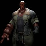 1:1 3d_(artwork) absurd_res clothed clothing demon digital_media_(artwork) gloves handwear hellboy_(character) hi_res humanoid male muscular muscular_humanoid muscular_male pecs red_body red_skin solo voluox yellow_eyes