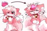 &lt;3 2024 4_fingers ambiguous_gender anthro anthro_focus bell canid canine clothing collar digital_media_(artwork) disembodied_hand domestic_cat duo felid feline felis fingers fluffy fluffy_tail fox fur hair head_pat hi_res hybrid jingle_bell kemono legwear mammal multicolored_body multicolored_fur multicolored_hair nonbinary_(lore) pawpads paws petting pink_body pink_eyes pink_fur pink_hair pinkpoffinz puffi_(pinkpoffinz) solo_focus tail thigh_highs white_body white_fur white_hair