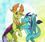  2017 changeling dragon duo female friendship_is_magic inuhoshi-to-darkpen male my_little_pony princess_ember_(mlp) thorax_(mlp) 