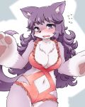 anthro bodily_fluids breasts canid canine canis clothing dragon_quest dragon_quest_ii embarrassed female fur mammal pawpads princess_of_moonbrooke purple_body purple_eyes purple_fur rmtwo solo square_enix sweat swimwear