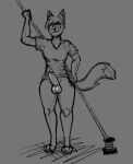 anthro balls canid canine clothing digital_media_(artwork) fox genitals holding_object holding_rope male mammal penis rope shirt simple_background sketch solo t-shirt tail topwear triplesync