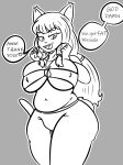 &lt;3 2024 accessory ankama anthro belly bent_arm big_breasts biped black_text bottomwear breasts bulging_breasts clothed clothed_anthro clothed_female clothing collarbone curved_eyebrows dialogue digital_drawing_(artwork) digital_media_(artwork) dofus ear_tuft ecaflip english_text eyebrow_through_hair eyebrows eyelashes fangs felid female female_anthro fingers fur fur_tuft gold-white-kott grey_background hair hair_accessory hairband happy heart_after_text hi_res huge_breasts humanoid_hands iris legs_together long_eyelashes long_hair mammal miranda_(wakfu) monochrome name_drop name_in_dialogue navel nipple_outline no_pupils open_mouth open_smile outline pants pigtails portrait prick_ears simple_background slightly_chubby slightly_chubby_anthro slightly_chubby_female smile solo speech_bubble standing tail talking_to_another teeth text thanking thick_thighs three-quarter_portrait three-quarter_view tongue topwear translucent translucent_hair tuft unseen_character wakfu white_heart white_outline white_speech_bubble