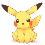  animal_ears colored_skin looking_at_viewer misonikomiii no_humans open_mouth pikachu pokemon pokemon_(creature) solo tail white_background yellow_skin 