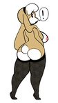  2016 anthro big_breasts big_butt biped black_bottomwear black_clothing black_eyes black_legwear breasts brown_body butt clothing digital_drawing_(artwork) digital_media_(artwork) digitigrade erect_nipples eyelashes female flat_texture floppy_ears full-length_portrait hair headband lagomorph legwear long_ears looking_at_viewer looking_back mammal mostly_nude nipples pink_nipples pink_nose portrait rabbit rear_view scribs03 short_hair short_tail side_boob simple_background small_tail small_waist solo standing stockings surprise two_tone_body voluptuous white_background white_body white_hair 