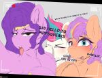 absurd_res bedroom_eyes blush camera drawalaverr earth_pony embarrassed equid equine female feral flat_colors hasbro hi_res horse jewelry looking_at_viewer mammal mlp_g5 my_little_pony narrowed_eyes open_mouth pegasus pipp_petals_(mlp) pony recording seductive simple_background sunny_starscout_(mlp) text tongue tongue_out wings zipp_storm_(mlp)