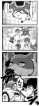 4koma ambiguous_gender bandai_namco behind_you blackgatomon bodily_fluids cellphone comic digimon digimon_(species) digivice electronics flying group hand_holding hi_res human intersex intersex/male japanese_text kidnapping male mammal phone smartphone tears text translation_request tsukaimon vilemon watagashi_k watagashikn