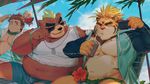  ashigara beach bear beverage clothing eyewear feline flower food fruit gharnedanshyo human jacket magan mammal melon midriff mohawk muscular navel overweight plant seaside selfies shinya shorts slightly_chubby speedo summer sunglasses swimsuit tiger tokyo_afterschool_summoners watermelon 