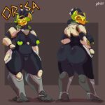 absurd_res anthro azulejo big_breasts big_butt blizzard_entertainment breasts butt clitoris female genitals hi_res machine orisa_(overwatch) overwatch pussy redesign robot simple_background solo