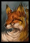  2017 amber_eyes ambiguous_form ambiguous_gender black_border black_nose border canine digital_media_(artwork) digital_painting_(artwork) dipstick_ears facial_markings fluffy fox front_view fur grey_background headshot_portrait inner_ear_fluff mammal markings multicolored_fur orange_fur portrait quirachen red_fox reyna_(forfaox) signature simple_background slit_pupils smile solo whiskers white_fur yellow_fur 