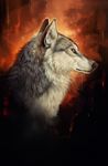  2017 ambiguous_gender black_nose canine feral fur grey_fur headshot_portrait mammal orange_eyes portrait solo tatchit white_fur wolf 