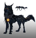  black_fur canine feral fur lantern male mammal orange_eyes paws simple_background solo standing tatchit wolf 