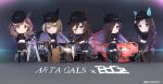  5girls absurdres animal_ears baseball_cap black_headwear black_thighhighs blue_eyes boc&#039;z_(umamusume) car cheval_grand_(boc&#039;z)_(umamusume) cheval_grand_(umamusume) chibi commentary_request cropped_jacket dark_background ear_covers ears_through_headwear full_body hair_between_eyes hat highres hokko_tarumae_(boc&#039;z)_(umamusume) hokko_tarumae_(umamusume) horse_ears horse_girl horse_tail long_sleeves low_twintails matikane_tannhauser_(boc&#039;z)_(umamusume) matikane_tannhauser_(umamusume) midriff motor_vehicle mr._c.b._(boc&#039;z)_(umamusume) mr._c.b._(umamusume) multicolored_hair multiple_girls navel peteron purple_eyes race_vehicle racecar rice_shower_(boc&#039;z)_(umamusume) rice_shower_(umamusume) sitting streaked_hair tail thighhighs twintails umamusume white_hair yellow_eyes 