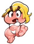  2017 2_toes beige_skin belly blonde_hair bra breasts brown_eyes clothing feet female goomba goombella hair low_res mario_bros modeseven navel nintendo not_furry panties paper_mario ponytail short_stack simple_background solo toes underwear video_games white_background 