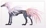  2017 ambiguous_gender canine claws feathers feral hybrid mammal pink_feathers scales simple_background solo tatchit white_background 