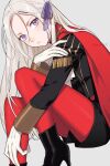  1girl commentary edelgard_von_hresvelg fire_emblem fire_emblem:_three_houses grey_background highres peach11_01 simple_background solo 