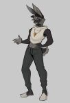 5_fingers absurd_res anthro biped bottomwear buckteeth claws clothed clothing eyebrows fingers fur hat headgear headwear hi_res lagomorph leporid male mammal midriff open_mouth open_smile pants rabbit ramahuro scut_tail short_tail smile solo tail teeth