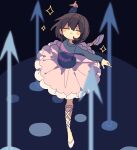  1other ballerina ballet_slippers black_background blue_shirt blush brown_hair child closed_eyes closed_mouth facing_viewer frisk_(undertale) full_body hair_between_eyes highres long_sleeves nikorashi-ka official_alternate_costume outstretched_arms pink_skirt polearm purple_shirt shirt short_hair skirt sparkle spear standing standing_on_one_leg striped_clothes striped_shirt tutu undertale v-shaped_eyebrows weapon white_footwear 