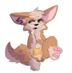 absurd_res animal_genitalia anthro balls big_ears blue_eyes canid canine chip_(mlbb) chips_(food) countershading cute_fangs dipstick_limbs fennec_fox food fox genitals hi_res holding_food holding_object looking_aside male mammal mobile_legends nude pawfunk_(artist) pawpads penis penis_tip potato_chips sheath simple_background sitting snout solo spread_legs spreading tail true_fox white_background white_body white_countershading