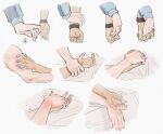  2boys ao_isami couple hand_focus hand_on_another&#039;s_hand heart highres holding_another&#039;s_wrist holding_hands interlocked_fingers interracial lewis_smith male_focus multiple_boys multiple_views poyosoftware spoken_heart trembling yaoi yuuki_bakuhatsu_bang_bravern 