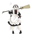  ! 1girl alternate_costume apron black_footwear black_hair black_nails black_shirt black_skirt black_socks broom collared_shirt commentary_request coralie_(honkai_impact) dress_shirt enmaided frilled_apron frills full_body grey_hair hair_between_eyes hand_on_own_hip hand_up highres holding holding_broom honkai_(series) honkai_impact_3rd long_hair long_sleeves looking_at_viewer maid maid_headdress multicolored_hair nail_polish puffy_long_sleeves puffy_sleeves shirt sho_2nini shoes skirt socks solo standing two-tone_hair very_long_hair white_apron white_hair 