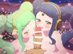  1boy 2girls bad_id bad_nijie_id bar_censor blue_hair blurry blurry_background blush braid braided_bangs breasts censored cum erection falala_a_larm fellatio ffm_threesome garara_s_leep green_hair group_sex head_chain headphones heart heart_in_eye hetero idol_time_pripara ikzw licking licking_penis long_hair looking_at_viewer male_pubic_hair medium_breasts multiple_girls nipples nude one_eye_closed open_mouth oral penis pov pretty_series pripara pubic_hair siblings sidelocks sisters smile symbol_in_eye threesome tongue tongue_out twins twintails upper_body veins veiny_penis very_long_hair yellow_eyes 