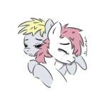 absurd_res blonde_hair blonde_mane bodily_fluids crying derpy_hooves_(mlp) duo earth_pony equid equine eyes_closed fan_character female female/female friendship_is_magic frown fur grey_body grey_fur hair hasbro hi_res horse hug mammal mane my_little_pony mythological_creature mythological_equine mythology pegasus pink_hair pink_mane pony sad simple_background tears tsuko_(tuskonline) tuskonline white_background white_body white_fur wings