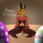 1:1 2024 anthro antlers back_tuft balls bell_pepper_(pepsters) big_balls blonde_hair bodypaint brush bunny_costume butt clothed clothing colored costume deer digital_drawing_(artwork) digital_media_(artwork) easter easter_balls easter_egg english_text fake_ears fake_rabbit_ears full-length_portrait fur fur_pattern genitals hair hi_res holidays hooves horn kneeling legwear male mammal paint paintbrush painted_balls partial_nudity pepsters portrait pose rear_view red_body red_fur shaded signature solo tail text tights torn_clothing tuft