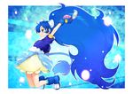  animal_ears arm_up blue_eyes blue_gloves blue_hair blue_jacket boots bubble_skirt commentary_request cure_gelato earrings extra_ears fang full_body gloves jacket jewelry kazuma_muramasa kirakira_precure_a_la_mode lion_ears lion_girl lion_tail long_hair looking_at_viewer magical_girl precure short_sleeves skirt smile solo tail tategami_aoi 