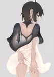  1girl ass black_hair breasts brown_eyes dress ico musen-shiki_sanhankikan no_panties pussy see-through short_hair solo uncensored yorda 