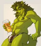  2024 4_fingers abs abstract_background alcohol alternate_species anthro anthrofied artist_name beer beer_foam beverage biceps black_eyebrows black_nose black_text braided_hair brown_clothing brown_speedo brown_swimwear bulge canid canine canis chest_tuft claws clothing container cup deltoids detailed_bulge dreamworks english_text eyebrow_through_hair eyebrows featureless_chest finger_claws fingers fur furrification green_body green_claws green_ears green_fur green_hair green_inner_ear green_pubes green_tail hair half-closed_eyes head_turned hi_res holding_alcohol holding_beer holding_container holding_cup holding_object light lighting long_ears looking_at_viewer looking_down looking_down_at_viewer luryry male male_anthro mammal muscular muscular_anthro muscular_male narrowed_eyes pecs pubes red_eyes red_text shaded shrek_(character) shrek_(series) side_view simple_background smile smirk snout solo speedo swimwear tail text translucent translucent_hair tuft two_tone_speedo white_background white_clothing white_speedo white_swimwear wolf 