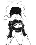  akunim anthro big_breasts black_and_white blindfold breasts caprine cleavage clothed clothing cosplay female leggy_lamb mammal monochrome nier_automata sheep sheep_wrecked wide_hips yorha_2b 