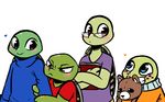  &lt;3 2017 anthro arm_hug blue_eyes blush book clothed clothing cub donatello_(tmnt) eyewear freckles glasses green_eyes group holding_book holding_object inkyfrog leonardo_(tmnt) male michelangelo_(tmnt) raphael_(tmnt) red_eyes reptile scalie shell simple_background smile teddy_bear teenage_mutant_ninja_turtles turtle white_background young 