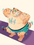  3_toes anthro benjamin_clawhauser biped cheetah clothed clothed_anthro clothed_male clothing disney feet felid feline fingers hi_res male male_anthro mammal overweight overweight_anthro overweight_male riisago solo tail teeth toes zootopia zootopia+ 