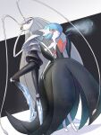  alternate_color antennae black_dress black_gloves blue_hair colored_skin dress elbow_gloves gardevoir gloves hawe_king ice mega_gardevoir mega_pokemon orange_eyes parted_lips pheromosa pokemon pokemon_(creature) shiny_pokemon strapless strapless_dress white_skin 