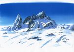  calligraphy_brush_(medium) commentary_request day glacier graphite_(medium) hariken ice mountain nature no_humans outdoors scenery sky traditional_media 