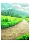  cloudy_sky commentary_request day forest grass hariken highres mountain nature no_humans outdoors path plant road scenery sky 