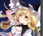  blonde_hair braid breasts commentary_request crying crying_with_eyes_open hat kirisame_marisa messy_hair open_clothes open_shirt puffy_short_sleeves puffy_sleeves shanghai_bisu shirt short_sleeves side_braid single_braid small_breasts solo tears touhou witch_hat yellow_eyes 