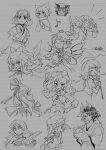  6+girls animal_ears cat_ears cat_girl chen cirno cow_horns dog_ears feathered_wings food front_ponytail greyscale highres holding holding_food holding_umbrella horns kagiyama_hina kasodani_kyouko looking_at_viewer mizuhashi_parsee monochrome multicolored_hair multiple_girls mystia_lorelei open_mouth pointy_ears puffy_sleeves rabbit_ears rabbit_girl ringo_(touhou) sakata_nemuno scarf sekibanki shikido_(khf) smile tatara_kogasa touhou two-tone_hair umbrella upper_body ushizaki_urumi wings yamashiro_takane 